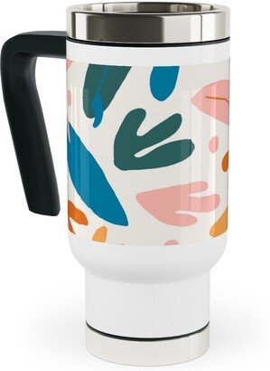 Travel Mugs: Surfboards And Palms - Multi Travel Mug With Handle, 17Oz, Multicolor