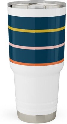 Travel Mugs: Summer Stripe - Dark Travel Tumbler, 30Oz, Multicolor