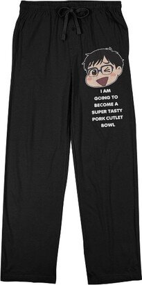 Yuri!!! on ICE Yuri on Ice Super Tasty Pork Cutlet Bowl Men's Black Sleep Pajama Pants