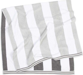 Aston And Arden Reversible Luxury Beach Towel (35x70 in., 600 Gsm), Striped Color Options, Oversized, Thick, Soft Ring Spun Cotton Resort Towel - Light grey/dark grey