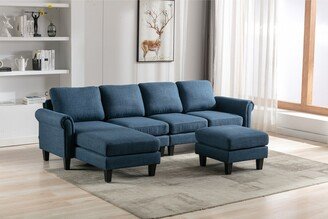 Calnod L-Shape Convertible Sectional Sofa Accent Sofa Living Room Sofa with Ottoman-AJ