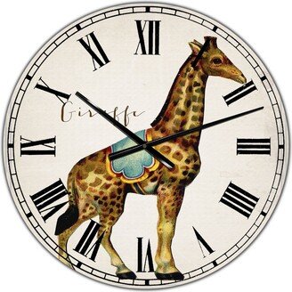 Designart Circus Animals Giraffe Oversized Cottage Wall Clock - 36