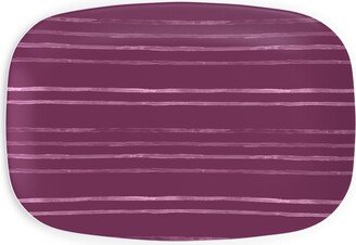 Serving Platters: Take Flight Stripe - Rasberry Serving Platter, Purple