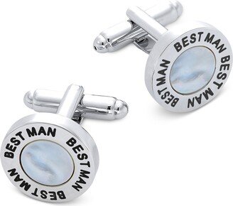 Sutton by Men's Silver-Tone & Imitation Mother-of-Pearl Best Man Cufflinks