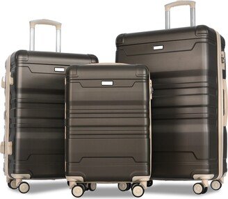 IGEMAN 3Pcs Luggage Sets ABS Hardshell Durable Suitcase Sets with Spinner Wheels and TSA Lock-AB