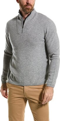 Amicale Cashmere 1/4-Zip Cashmere Funnel Sweater-AB