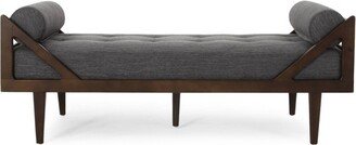 Rayle Contemporary Tufted Chaise Lounge with Rolled Accent Pillows