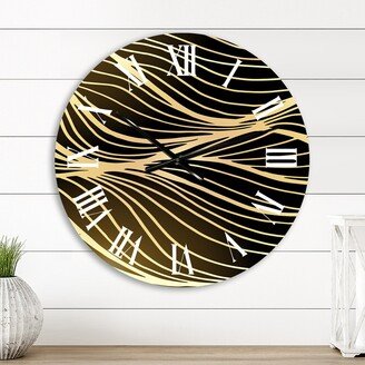 Designart 'Golden Minimal Waves I' Glam wall clock