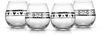 Disney Geo Picnic Mickey Mouse 15 Oz Stemless Wine Glasses Set, 4 Pieces