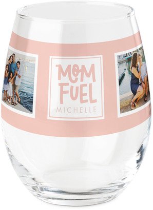 Stemless Wine Glasses: Mom Fuel Printed Wine Glass, Printed Wine, Set Of 1, Pink