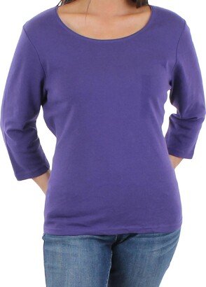 Petites Womens Ribbed Cap Sleeves Pullover Top