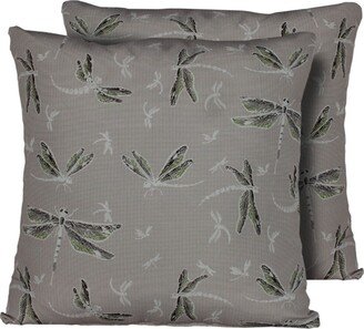 Dragonfly Outdoor Throw Pillows Square Set of 2