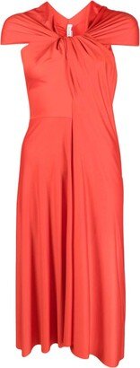 Draped Asymmetric Midi Dress