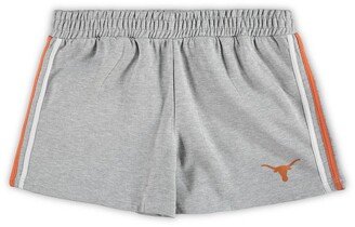 Women's Heathered Gray Texas Longhorns Plus Size 2-Stripes Shorts