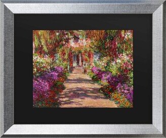 Claude Monet A Pathway in Monet's Garden Matted Framed Art - 20 x 25