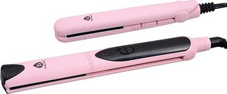 Professional Salon Quality Flat Iron Hair Straightener With A Free Travel Straightener! Includes Digital Lcd Display, Dual Voltage, Instant Heating, Cearmic Coated Plate