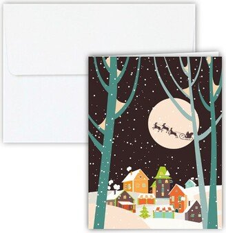 Paper Frenzy Christmas Village Holiday Cards and Envelopes - 25 pack