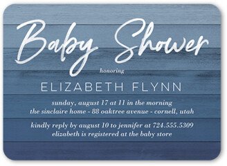 Baby Shower Invitations: Ombre Wood Baby Shower Invitation, Blue, 5X7, Matte, Signature Smooth Cardstock, Rounded