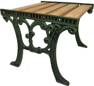 Oakland Living Cast Aluminum and Wood Antique Green Ornate Rectangular Coffee Table and End Table