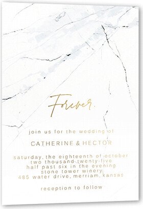 Wedding Invitations: Married Marble Wedding Invitation, White, Gold Foil, 5X7, Matte, Personalized Foil Cardstock, Square