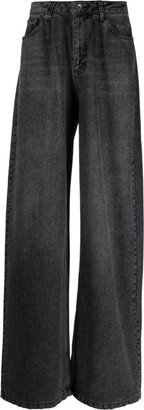 Flaneur Homme Whiskering-Effect Mid-Rise Wide-Leg Jeans