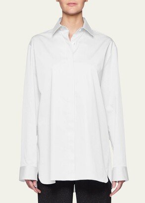 Big Sisea Button-Front Long-Sleeve Cotton-Stretch Shirt