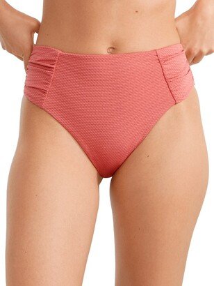 Birdsong Woen's Rose Ruched High-Waist Bikini Botto - S20154-ROSE M Rose