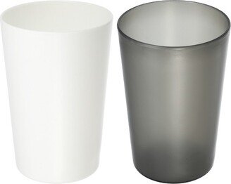 Unique Bargains Bathroom Toothbrush Tumblers PP Cup for Bathroom Kitchen Color Whitr Black 4.52''x3.03'' 2pcs