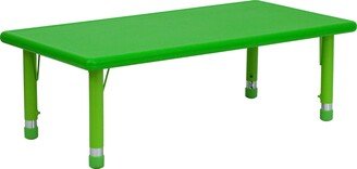 24''W x 48''L Rectangular Green Plastic Height Adjustable Activity Table