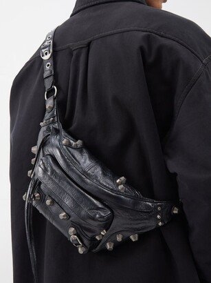 Le Cagole Cracked-leather Belt Bag