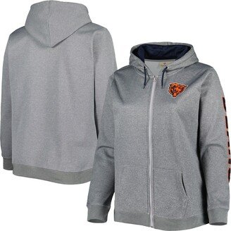 Women's Heather Charcoal Chicago Bears Plus Size Fleece Full-Zip Hoodie Jacket