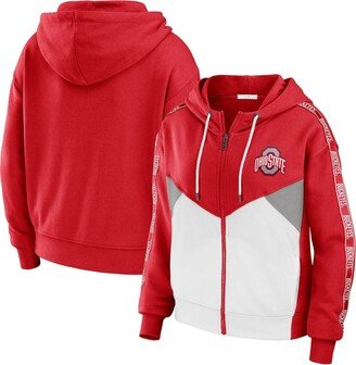 Women's Wear by Erin Andrews Scarlet Ohio State Buckeyes Colorblock Full-Zip Hoodie Jacket