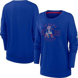 Women's Royal New England Patriots Rewind Playback Icon Performance Pullover Sweatshirt