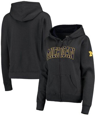 Women's Charcoal Michigan Wolverines Arched Name Full-Zip Hoodie