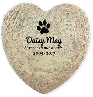 Garden Stones: Forever In Our Hearts Garden Stone, Heart Shaped Garden Stone (9X9), White