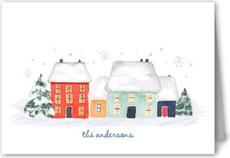 Thank You Cards: Winter Village Thank You Card, White, 3X5, Matte, Folded Smooth Cardstock