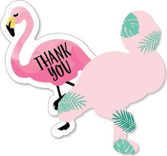 Big Dot Of Happiness Pink Flamingo - Tropical Summer Party Shaped Thank You Cards & Envelopes - 12 Ct