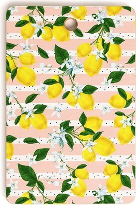 Marta Barragan Camarasa Pattern of Flowery Lemons Rectangle Cutting Board