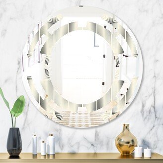 Designart 'Retro Curved Minimal Geometric Ornament I' Printed Modern Round or Oval Wall Mirror - Space