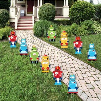 Big Dot Of Happiness Gear Up Robots - Lawn Decor - Outdoor Party Yard Decor - 10 Pc