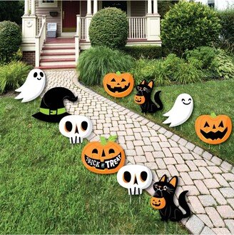 Big Dot of Happiness Jack-o'-Lantern Halloween - Black Cat Ghost Skull Witch Hat Lawn Decor - Outdoor Kids Halloween Party Yard Decorations - 10 Pc