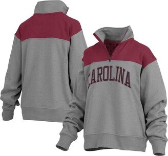 Women's Pressbox Gray South Carolina Gamecocks Avon Fleece Quarter-Zip Jacket