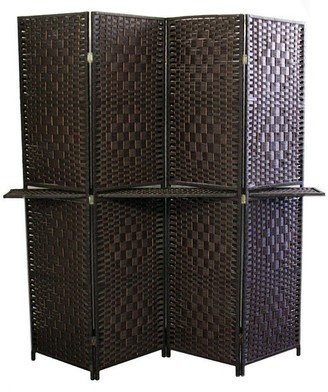 ORE International Hand-crafted 4-panel Espresso Brown Paper Straw Weave Screen