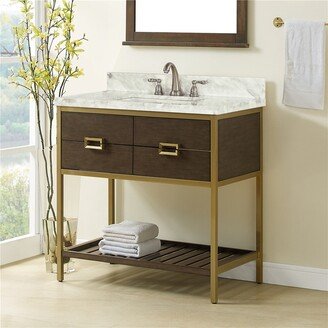 BESTCOSTY Marble Vanity with Drawers and Storage Display Rack