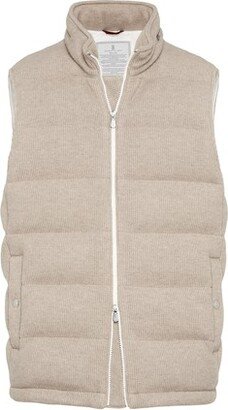 Sleeveless cashmere puffer jacket