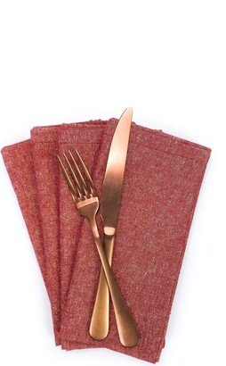 Red & Gold Linen Napkins, Sparkle Cloth Napkins