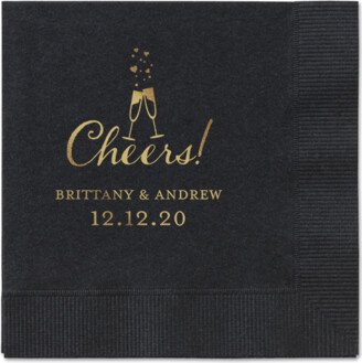 Wedding Napkins: Cherished Cheer Napkins, Yellow, Black