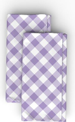 Cloth Napkins: Gingham - Purple Cloth Napkin, Longleaf Sateen Grand, Purple