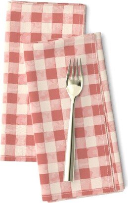 Painterly Gingham Dinner Napkins | Set Of 2 - Modern Farmhouse By Rachelheatherlee Pink Check Hand Painted Cloth Spoonflower