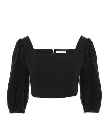 Noria Anis Fizz Black Viscose Jacquard Crop Top